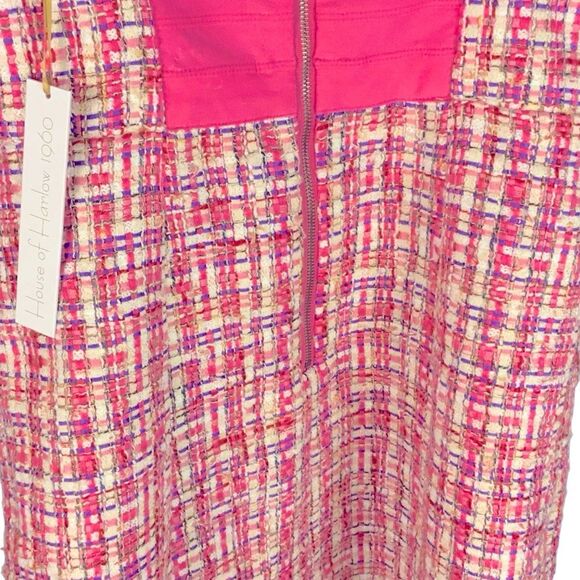 NWT House of Harlow 1960 Pink  Cream and Blue  Woven fabric  Size  XS - Picture 8 of 12